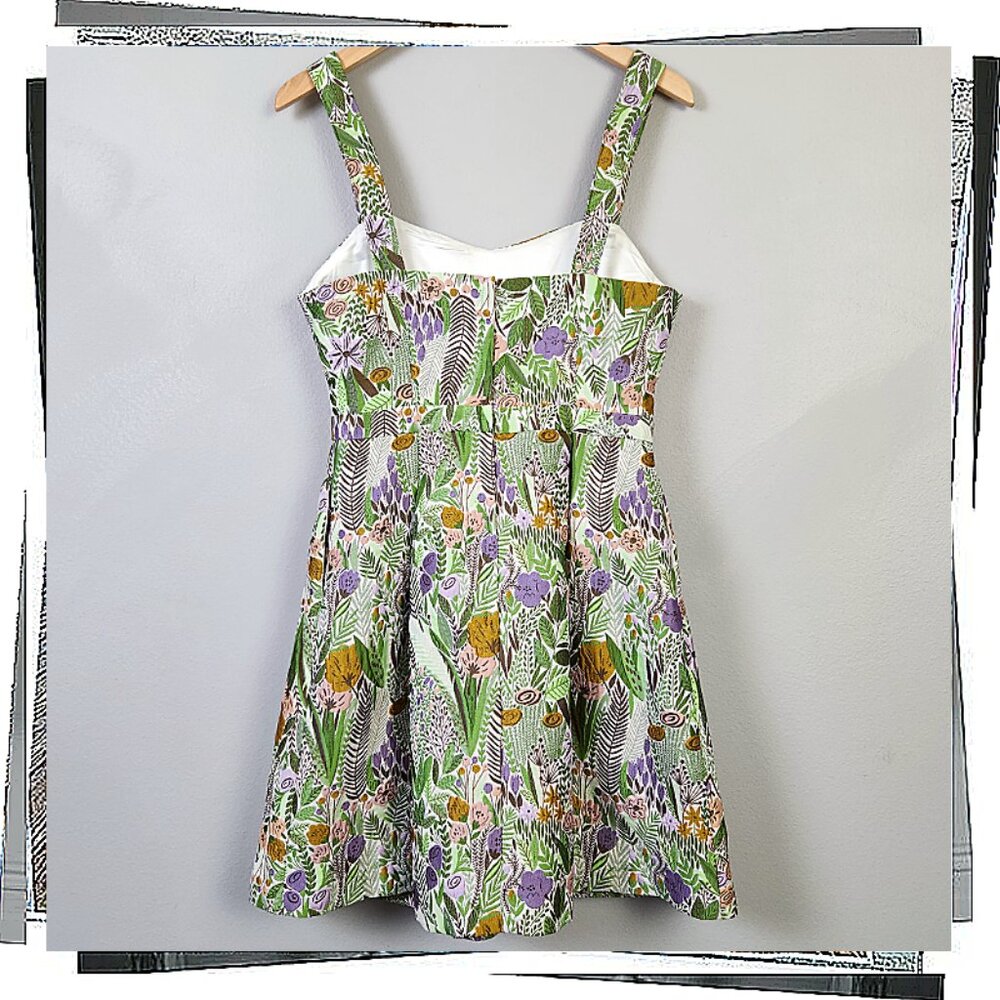 Purple & Green "Spring Garden Fling" Fit and Flare Jacquard Dress (6) Modcloth - Picture 5 of 7